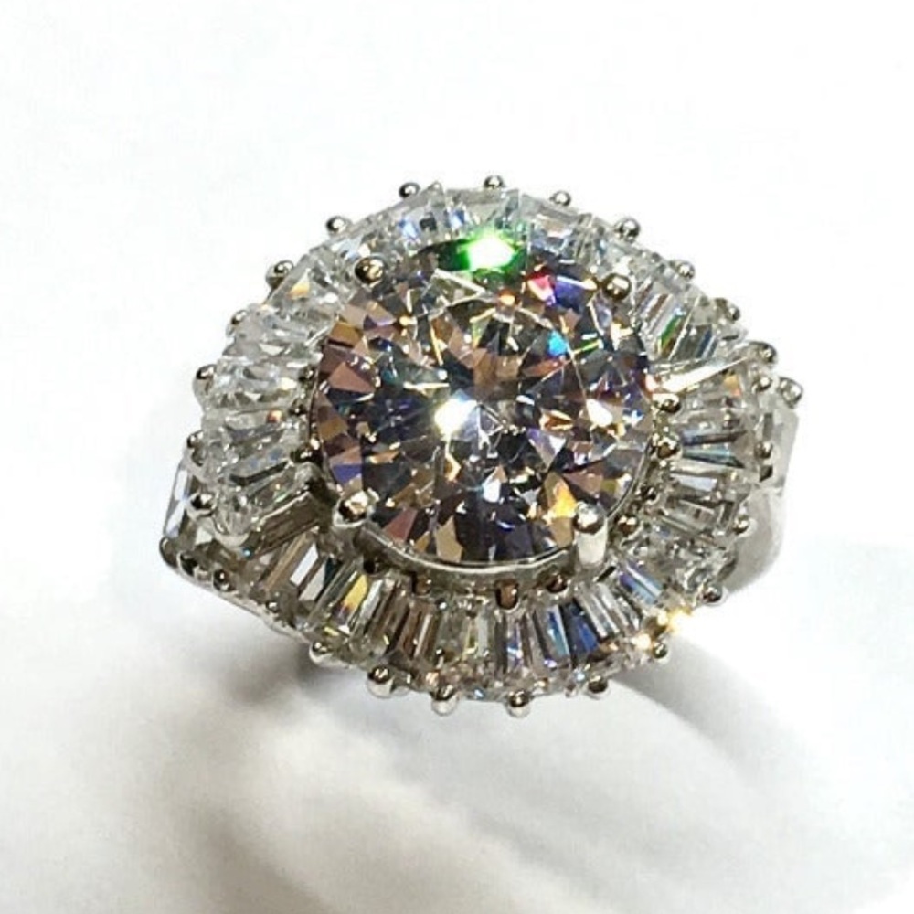 Cocktail Fashion Ring Cz Gemstones 925 size 9.5